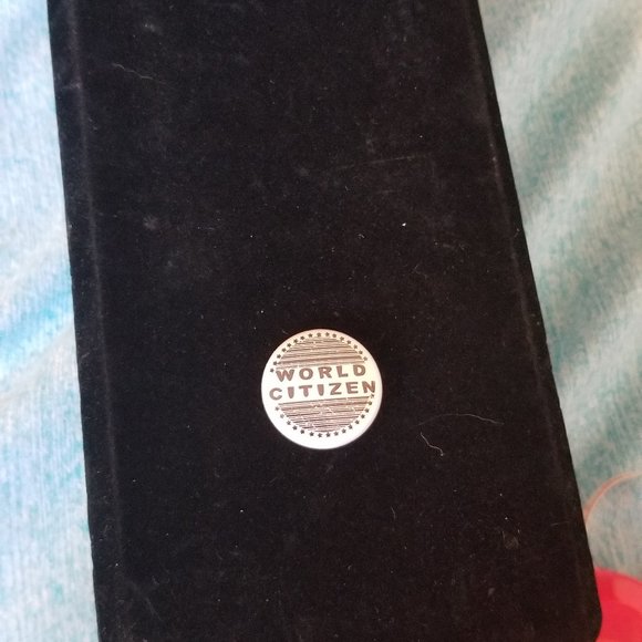 NWT Brooch / Pin "World Citizen" Black & White 1" - Picture 3 of 7